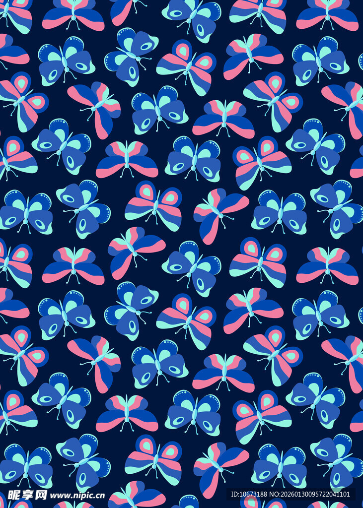 蓝底多彩图案纹理设计