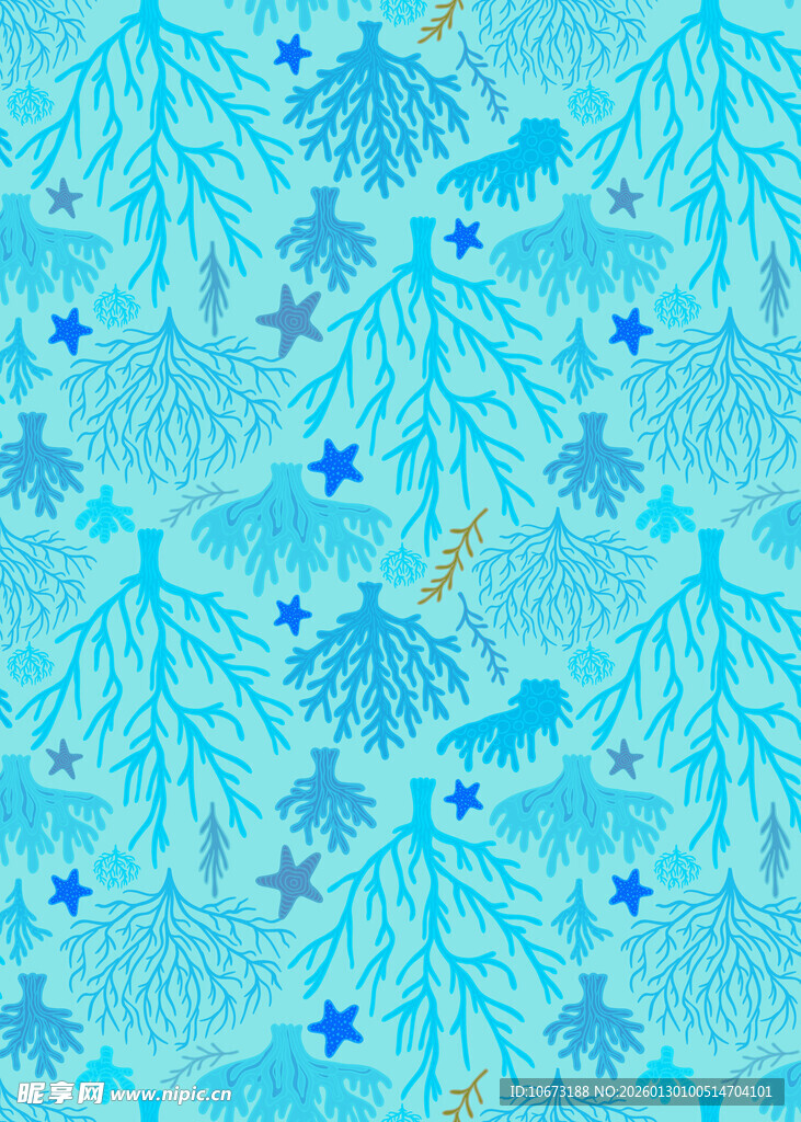 蓝色雪花松树图案背景