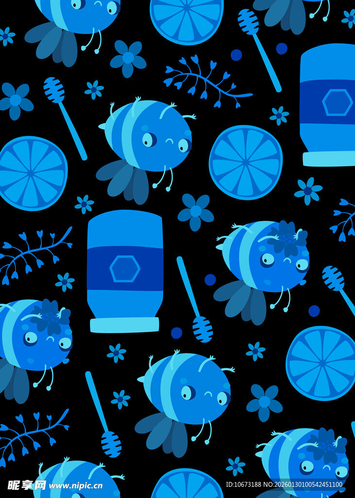 蓝色海洋主题无缝图案