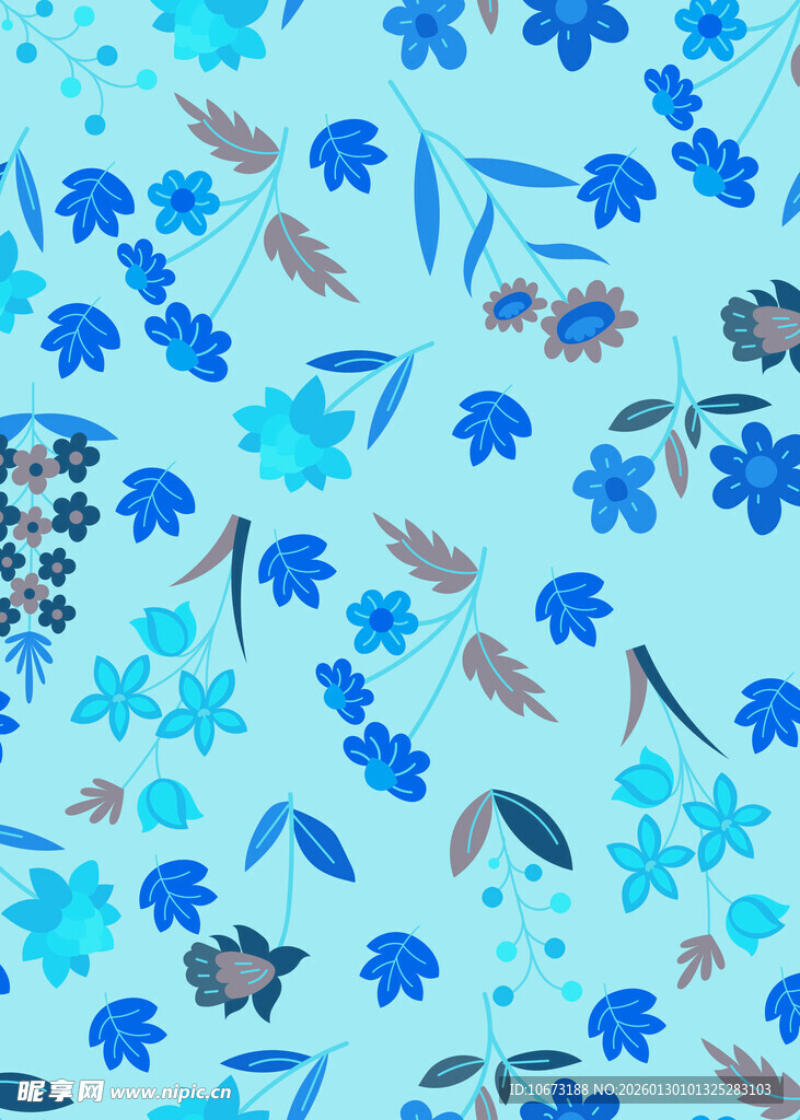 蓝色花卉图案背景纹理