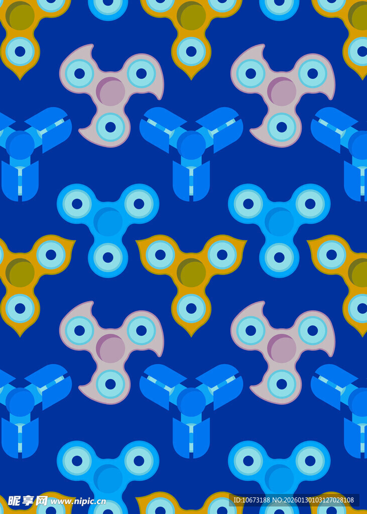 蓝色背景的陀螺图案设计