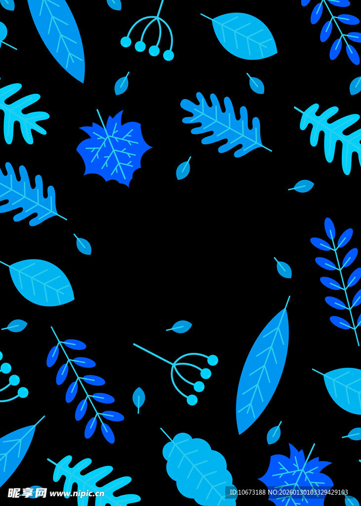 蓝色植物图案背景