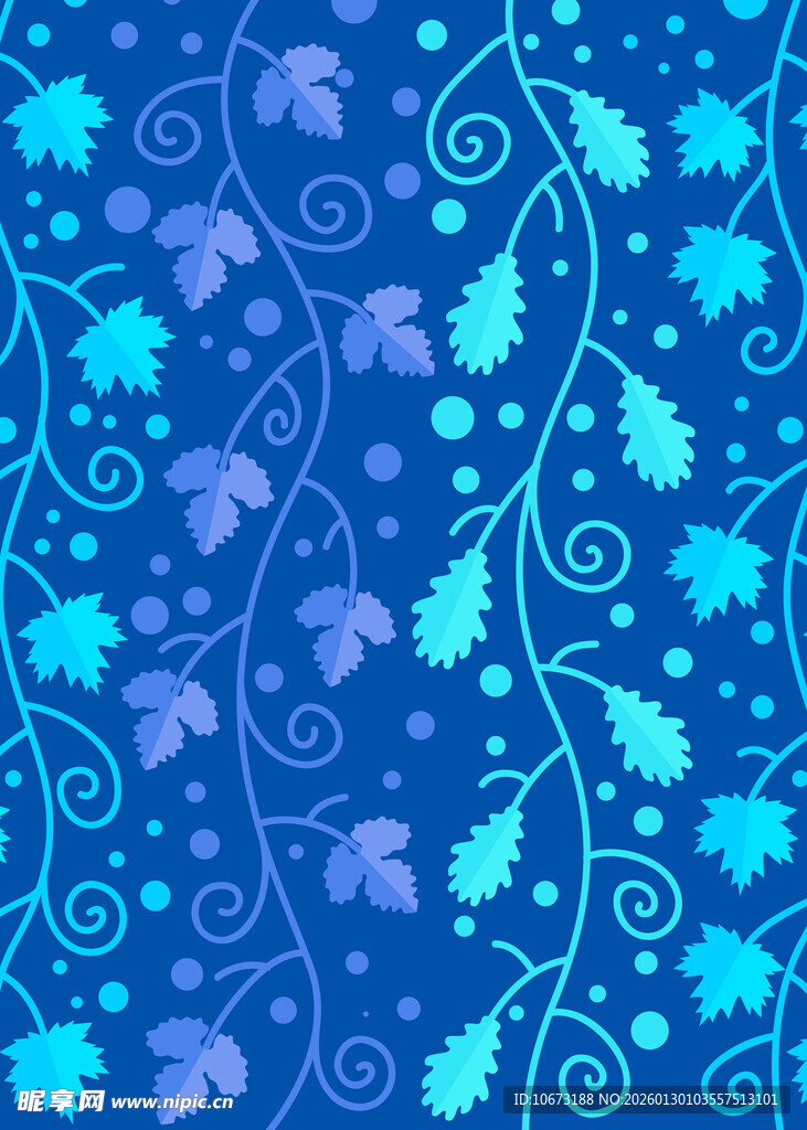 蓝色梦幻藤蔓花纹背景图