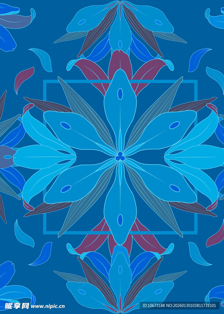 蓝色几何花纹装饰图案