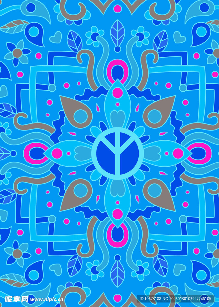 蓝色几何抽象花纹图案