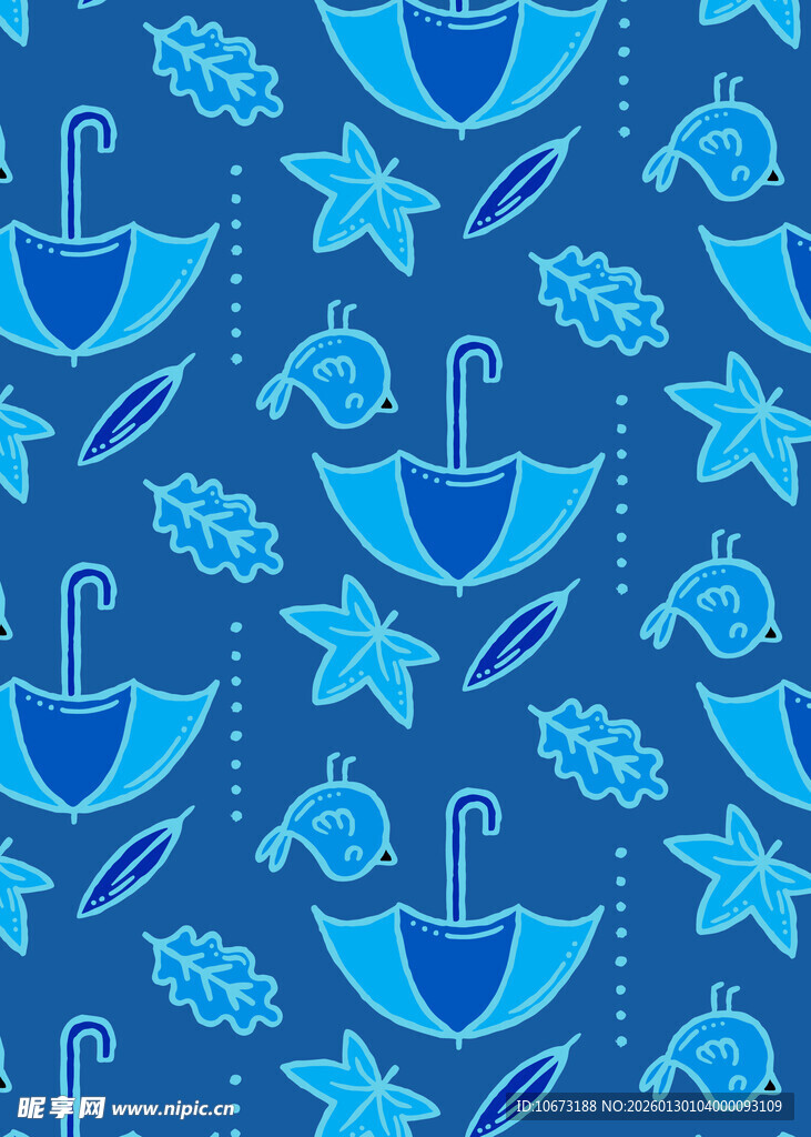 蓝色海洋元素无缝图案