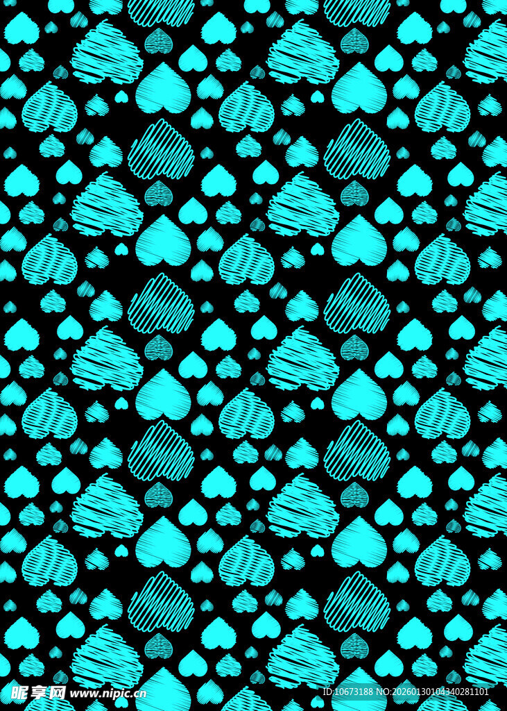 蓝绿色心形图案背景纹理