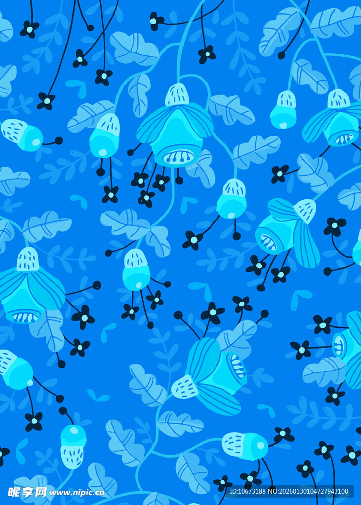 蓝色梦幻水母图案背景
