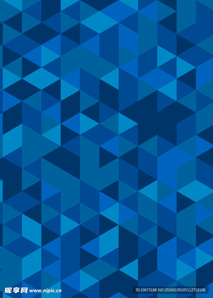 蓝色几何三角抽象背景图