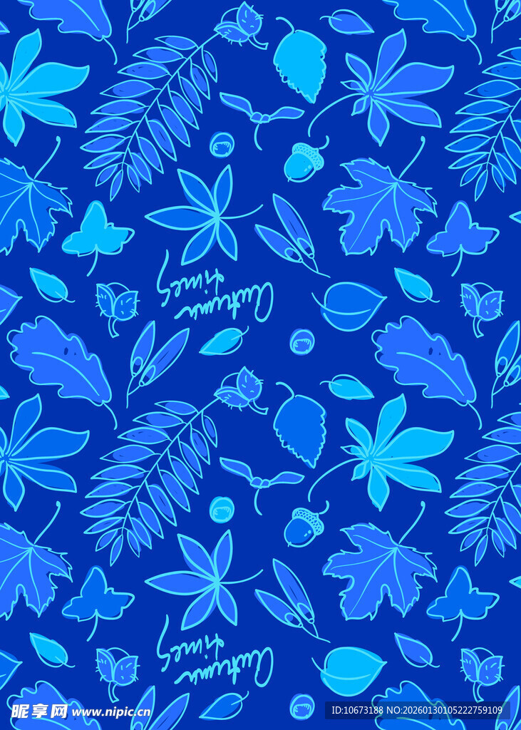 蓝色植物花卉图案背景