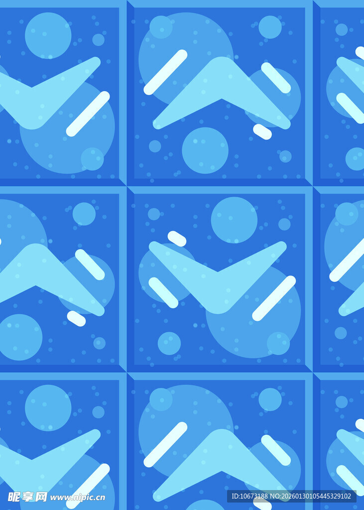 蓝色几何图案无缝背景设计