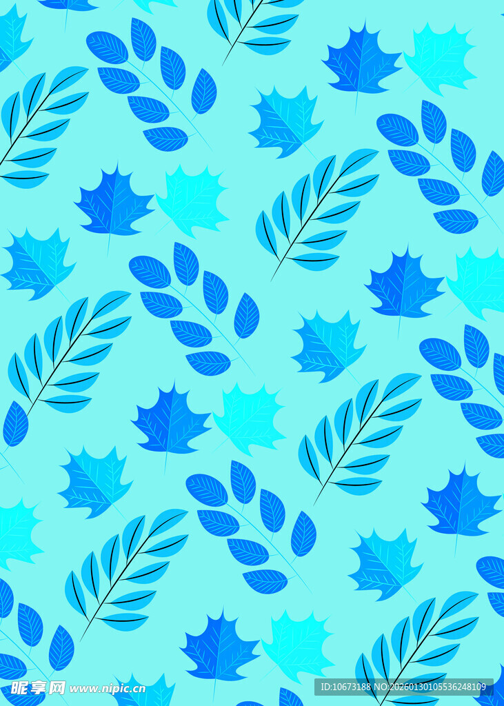 蓝绿花卉图案背景