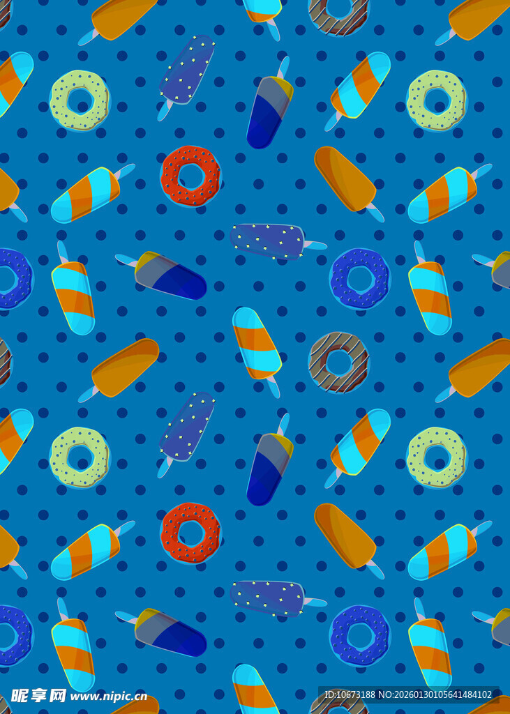 蓝色海洋风多彩图案背景