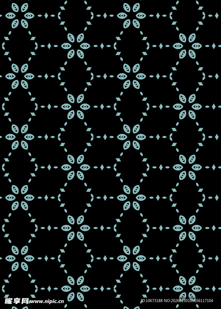 黑色底纹浅蓝色花纹图案