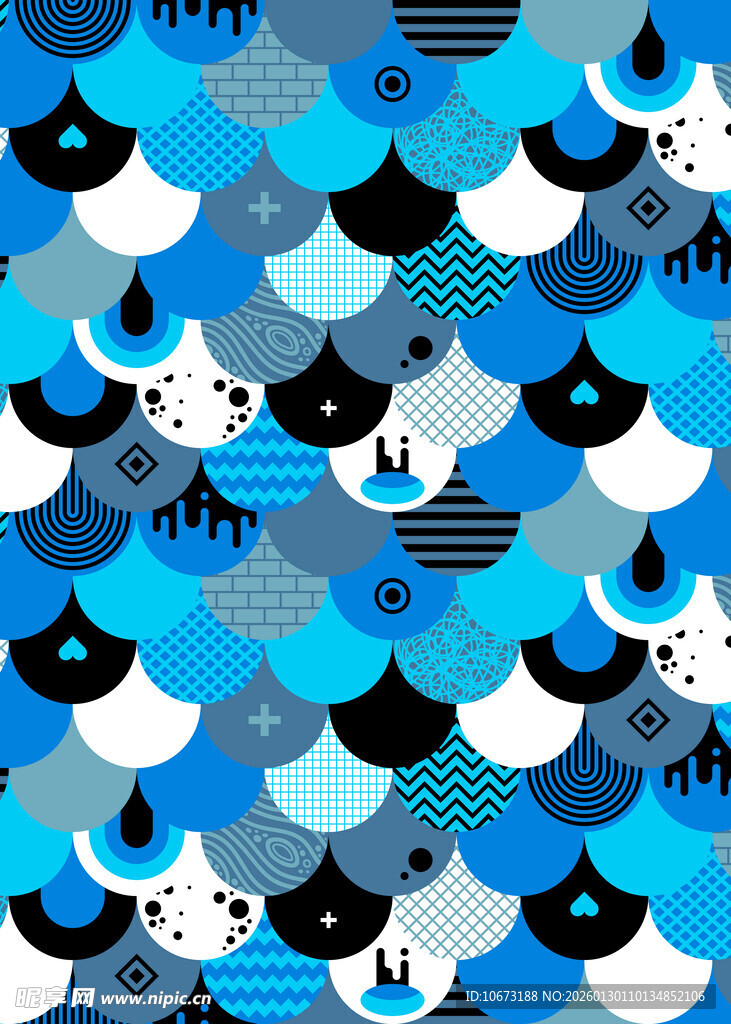 蓝底猫咪图案无缝背景图