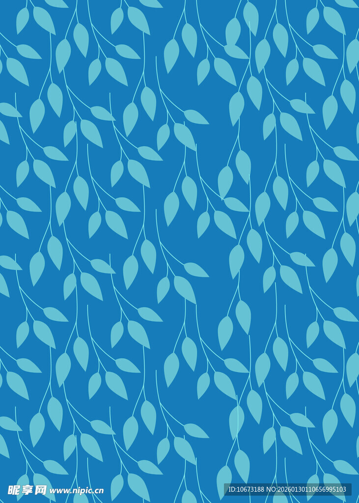 蓝色叶形图案背景纹理