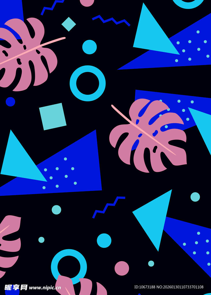 几何植物图案背景设计