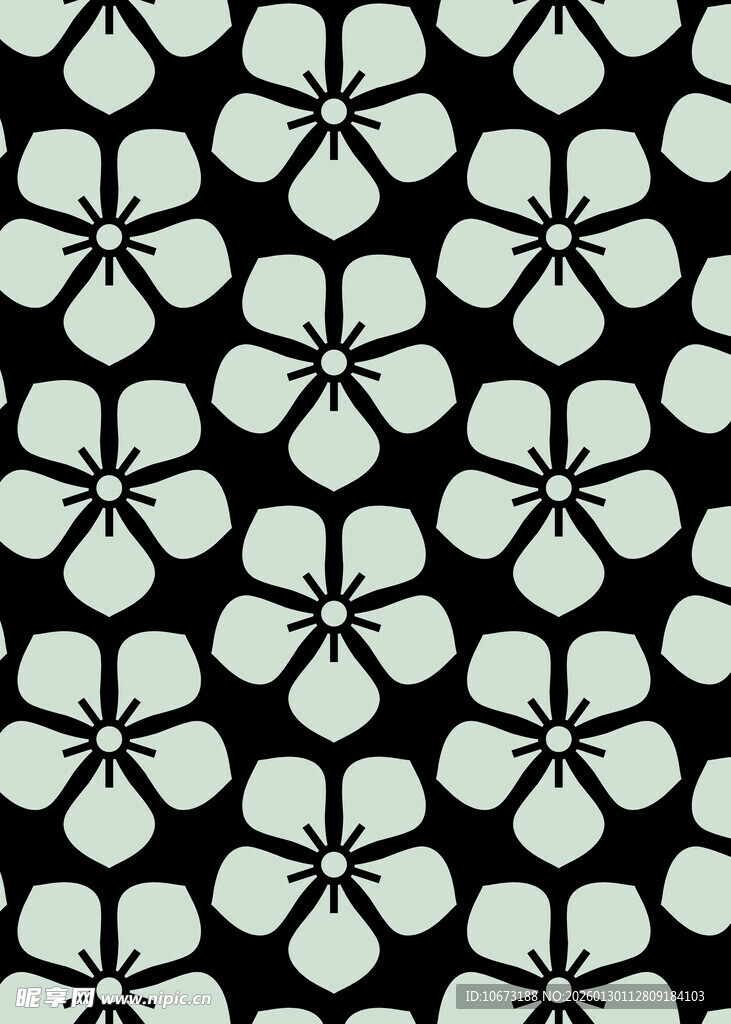 黑白花朵几何图案背景