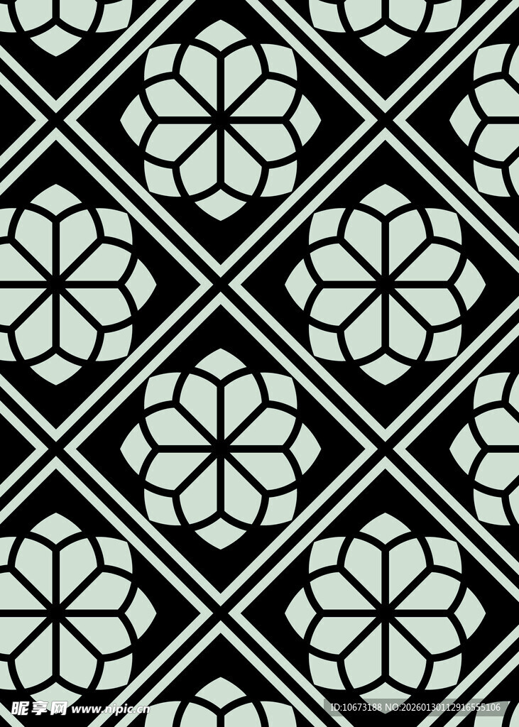 黑白几何花卉图案纹理