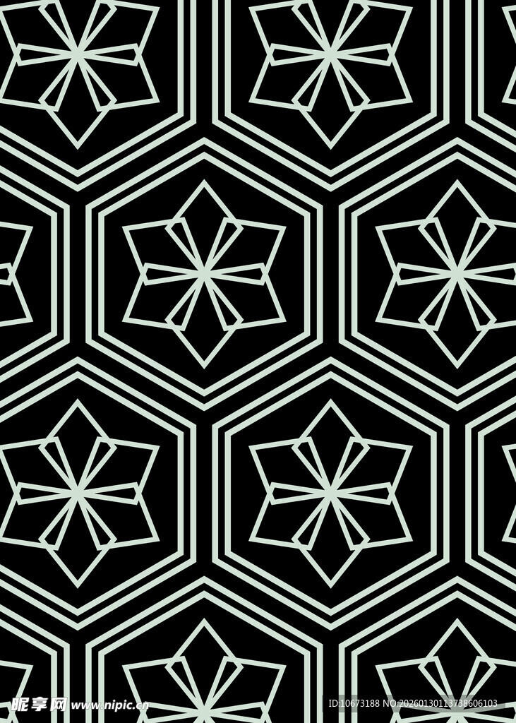 几何六边形黑白花纹图案