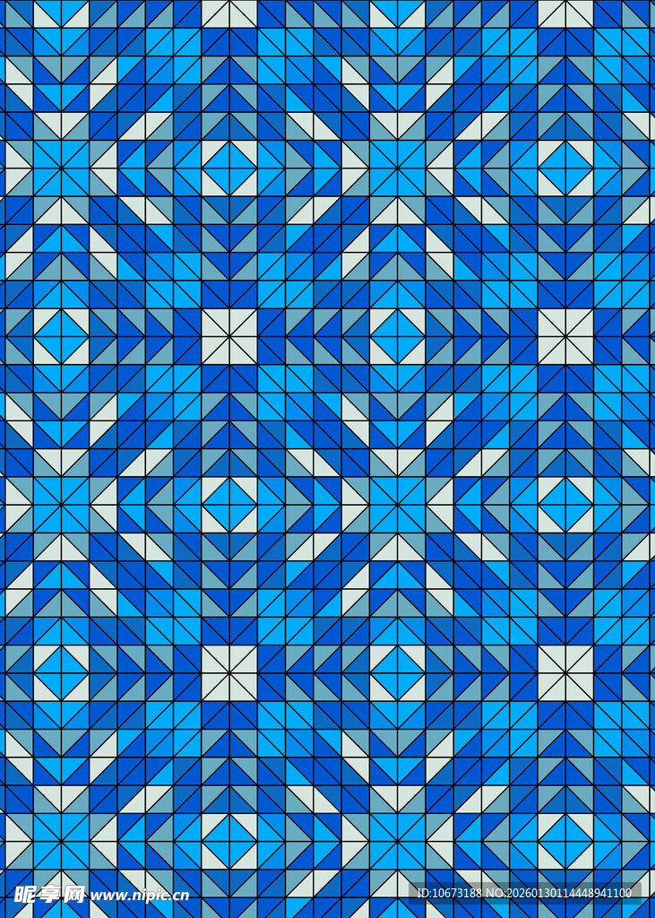 蓝色几何图案无缝纹理