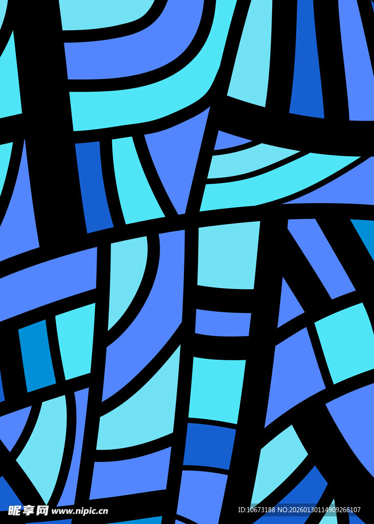 蓝调抽象几何图案艺术