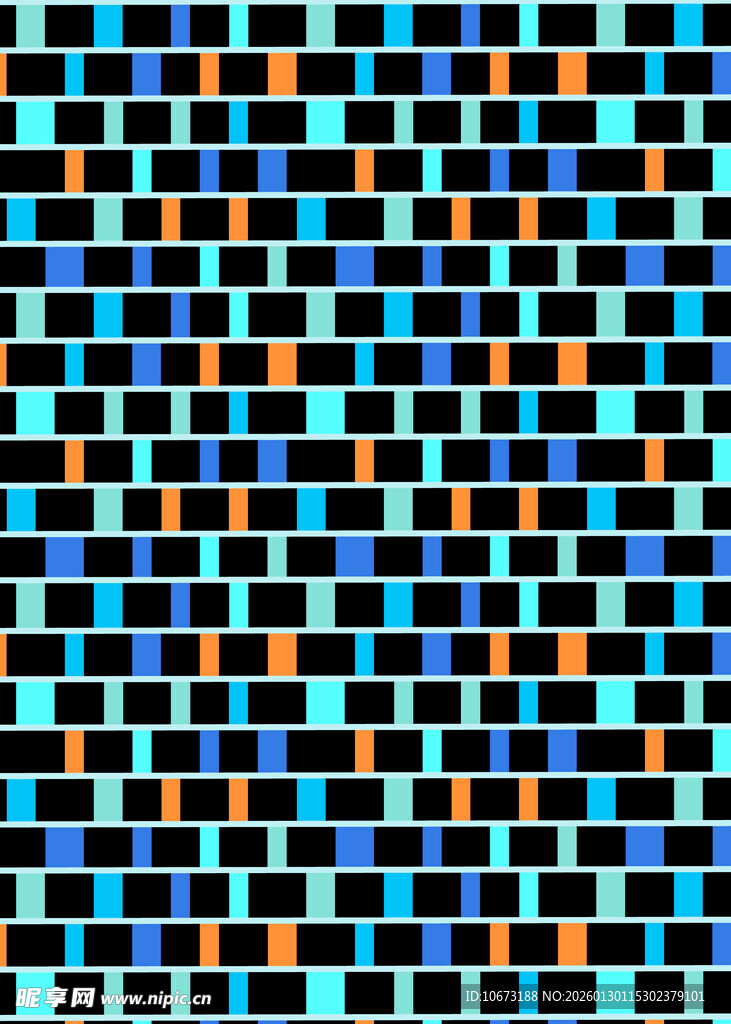 蓝橙相间几何方块图案