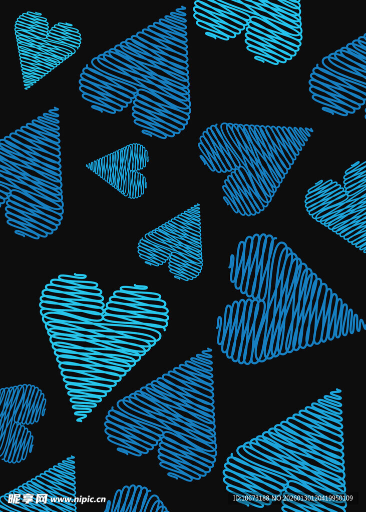 蓝色爱心几何图案背景