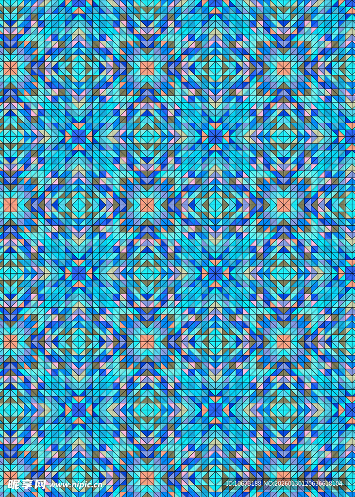 蓝绿交织几何花纹图案