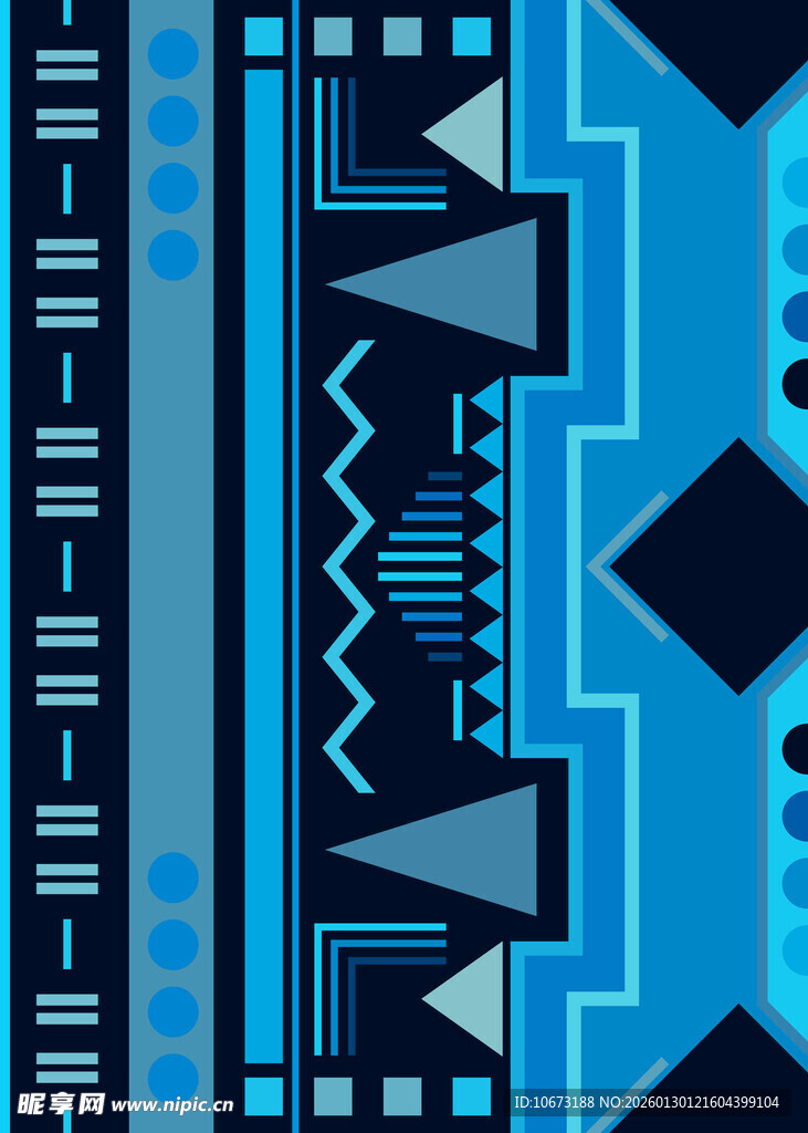 几何图案蓝色抽象装饰画