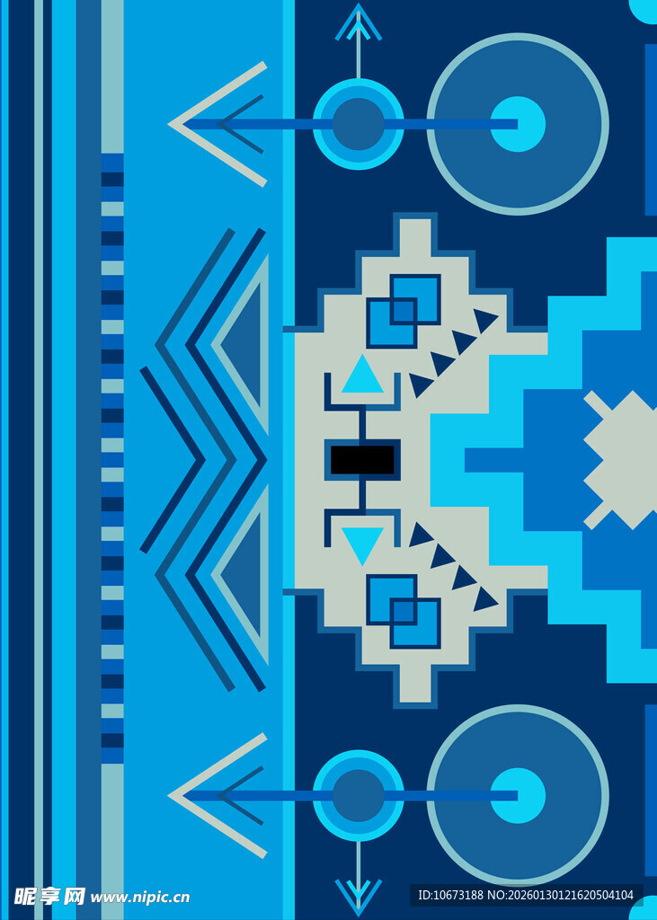 蓝调几何抽象图案设计