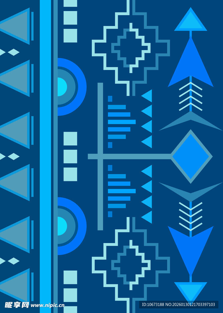 蓝色几何图案民族风背景