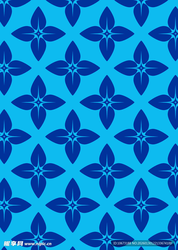 蓝色花朵几何图案背景