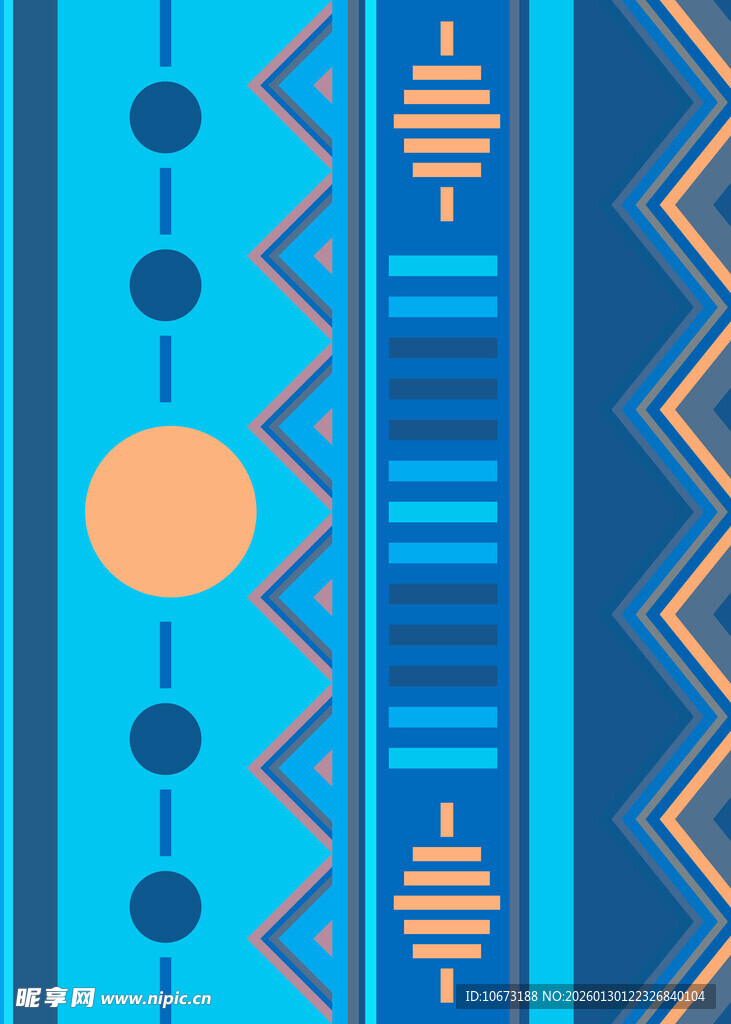 蓝色几何图案装饰条纹