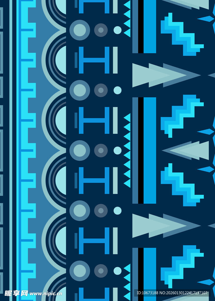 蓝调几何图案民族风纹理