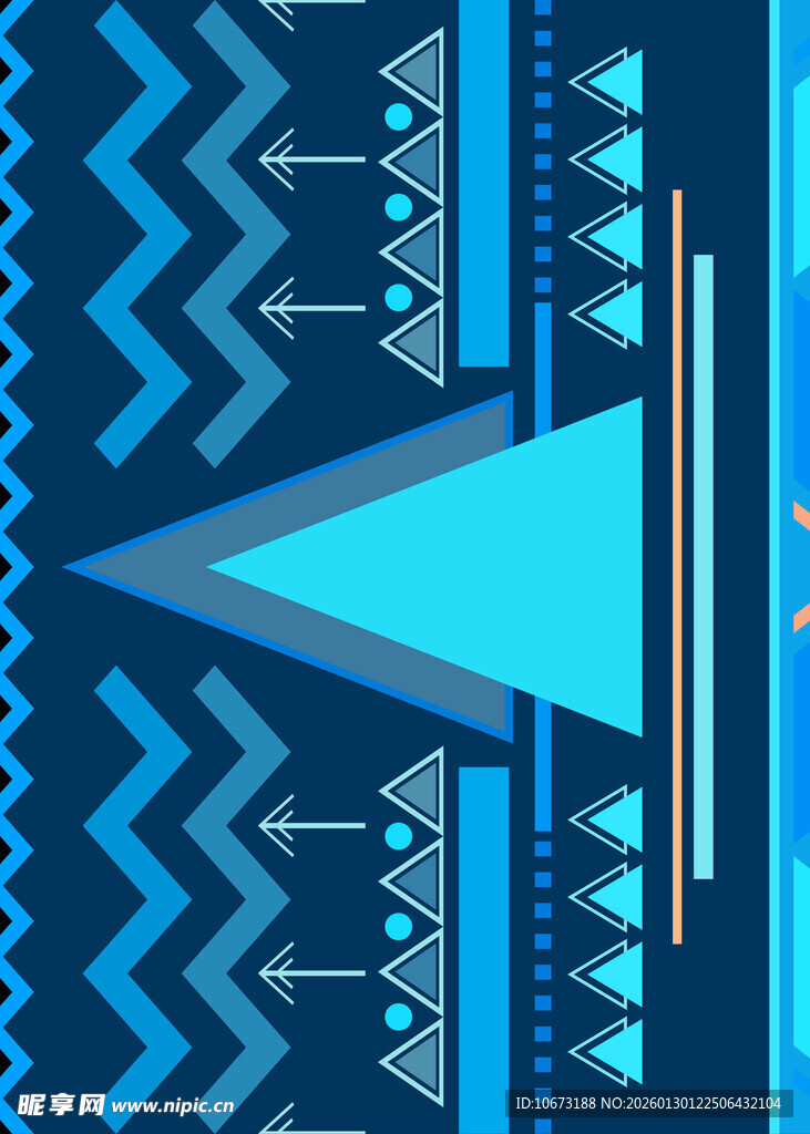 蓝调几何风民族图案背景