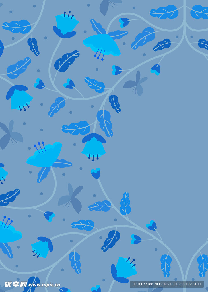 蓝色梦幻海洋生物图案