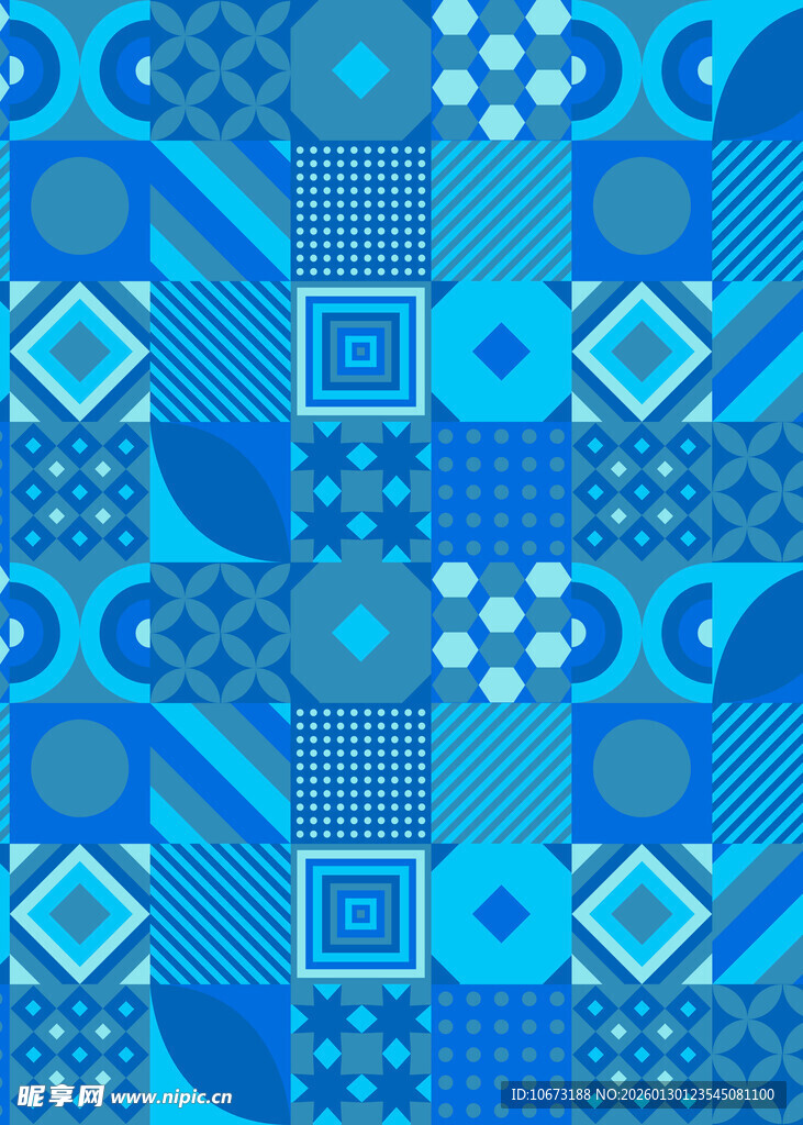 蓝色几何图案无缝背景