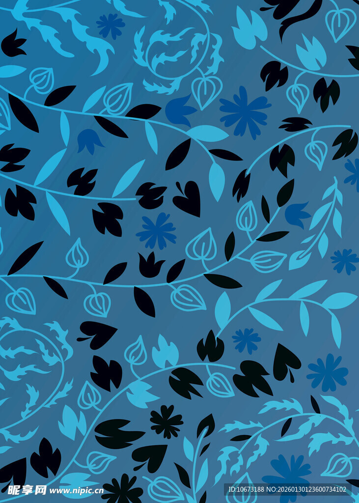 蓝色花卉图案背景纹理