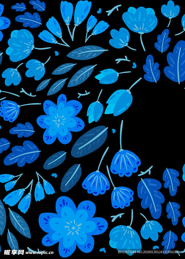 蓝色花卉图案背景纹理