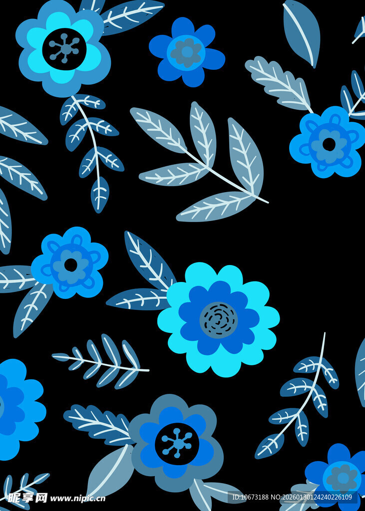 蓝色花卉图案背景