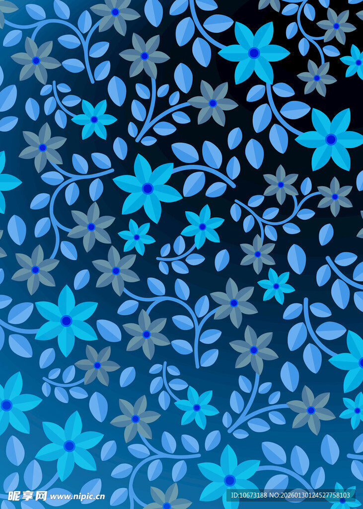 蓝色花卉图案背景纹理