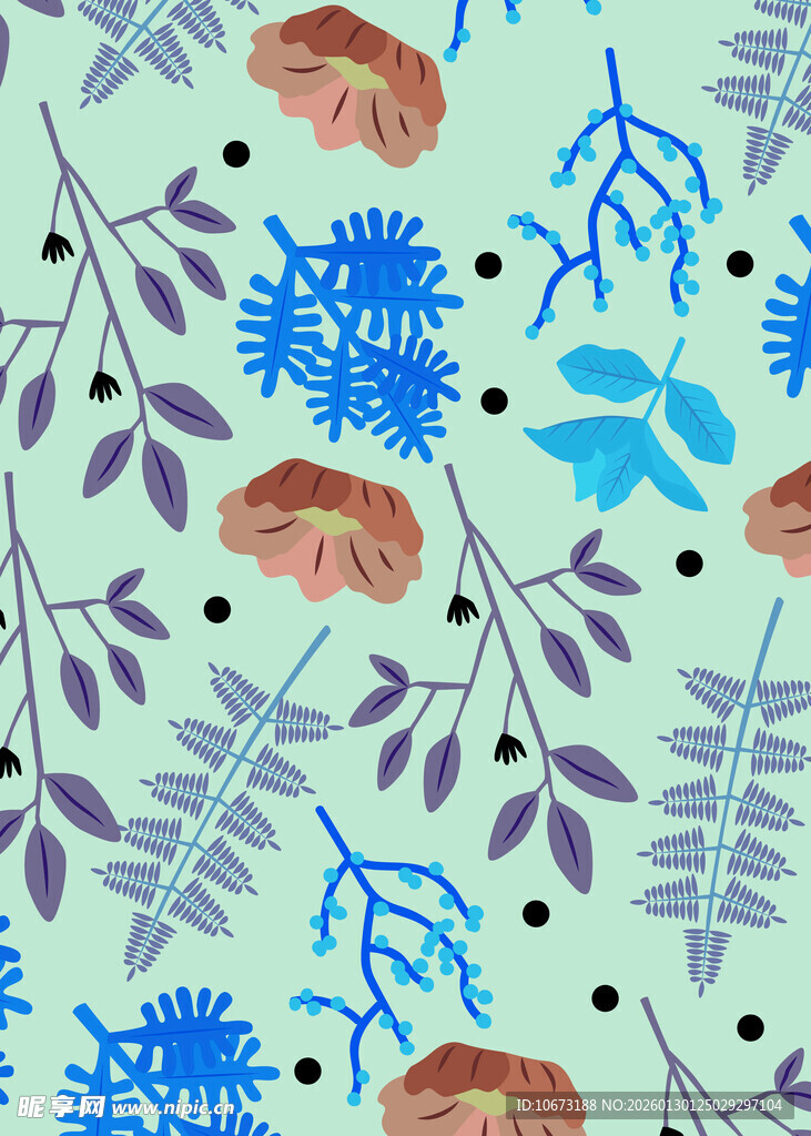 清新花卉植物图案背景