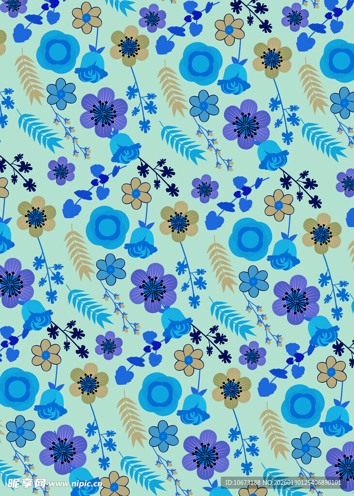 蓝紫色花卉图案背景