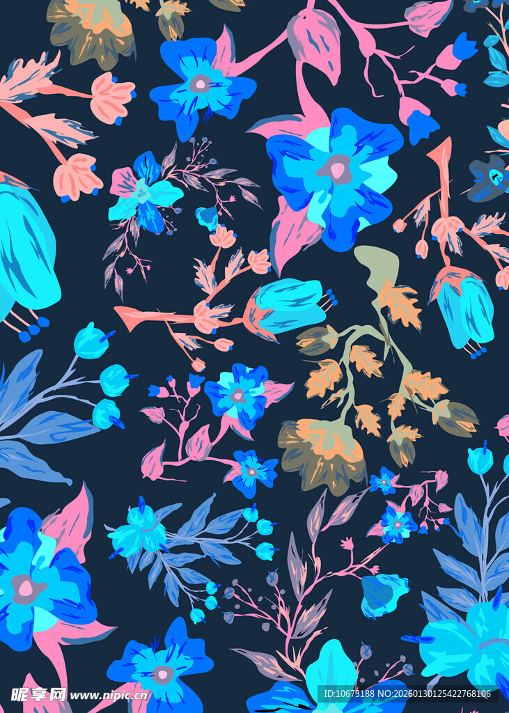 多彩花卉图案背景纹理