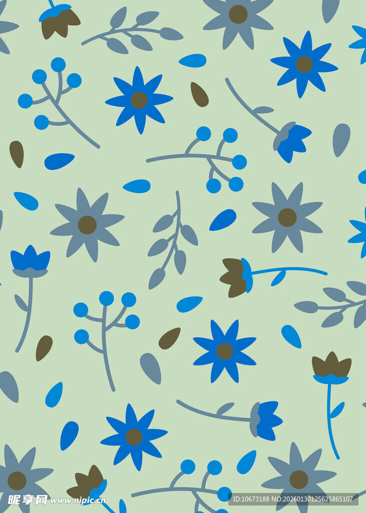 蓝灰花卉图案背景