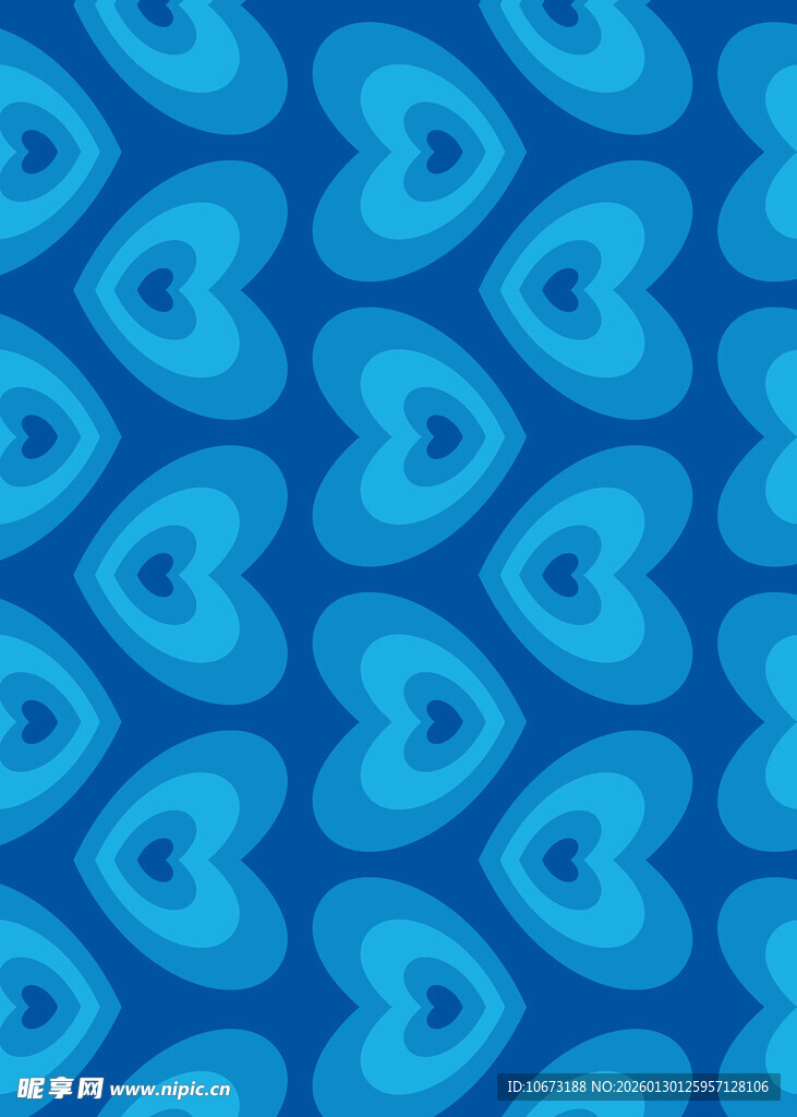 蓝色爱心图案无缝背景