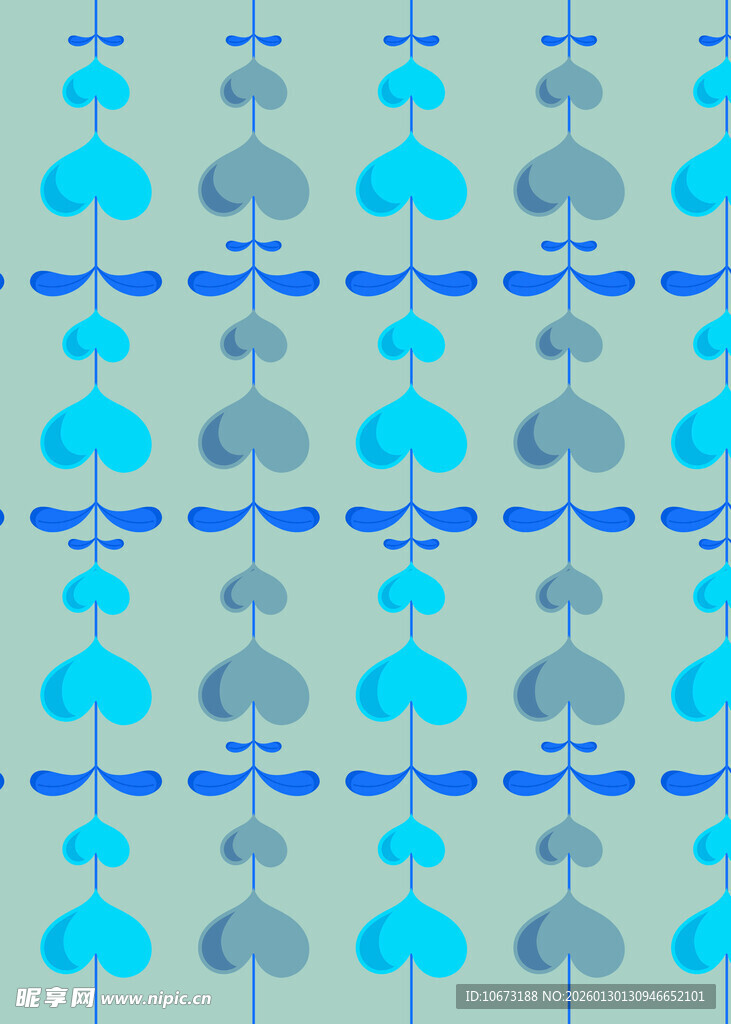 蓝绿渐变花朵图案背景