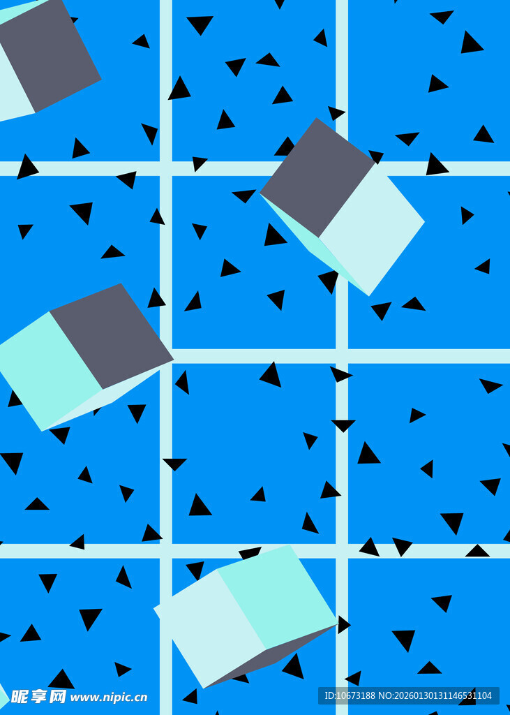蓝色背景几何图案抽象图