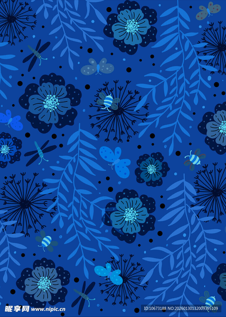 蓝色抽象花纹图案背景